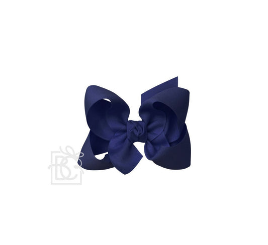 Beyond Creations 4.5” Large Bow on Alligator Clip Navy