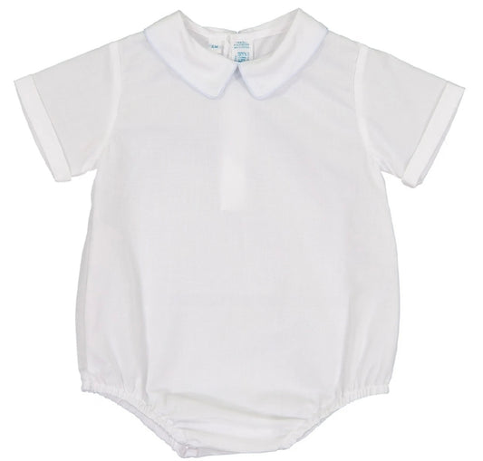 Feltman Brothers Boys Pointed Collar Bubble with Light Blue Trim