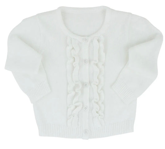 Ruffle Butts Winter White Girls Ruffled Cardigan