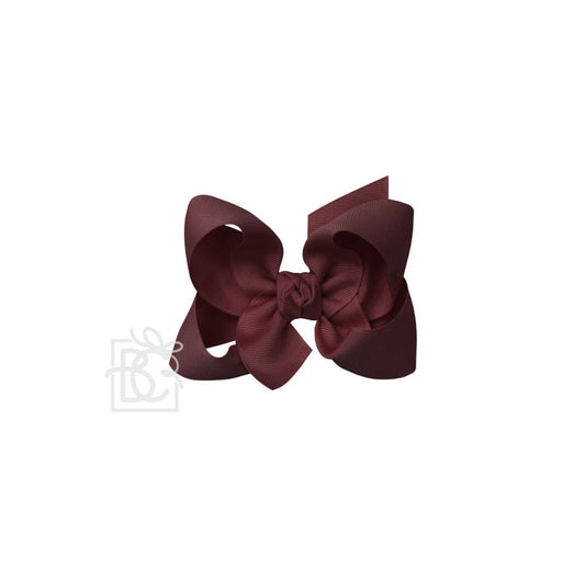 Beyond Creations 4.5” Large Bow on Alligator Clip Burgundy/Maroon