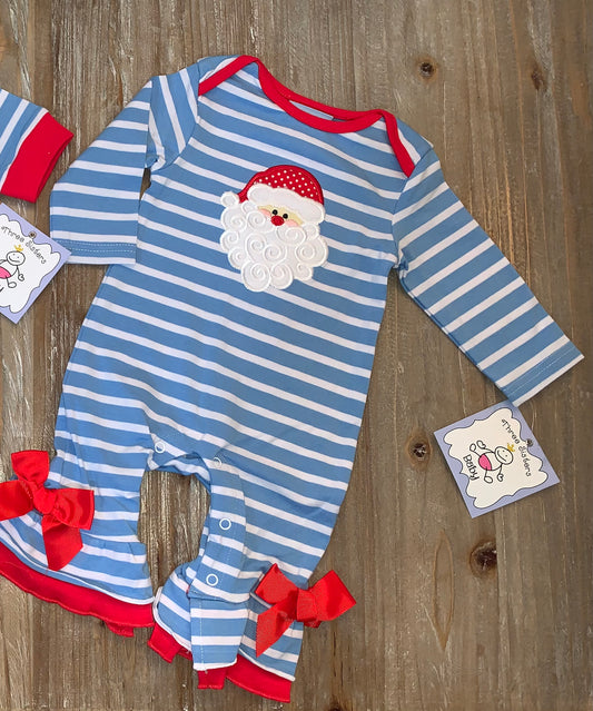 Blue Santa Girls Romper