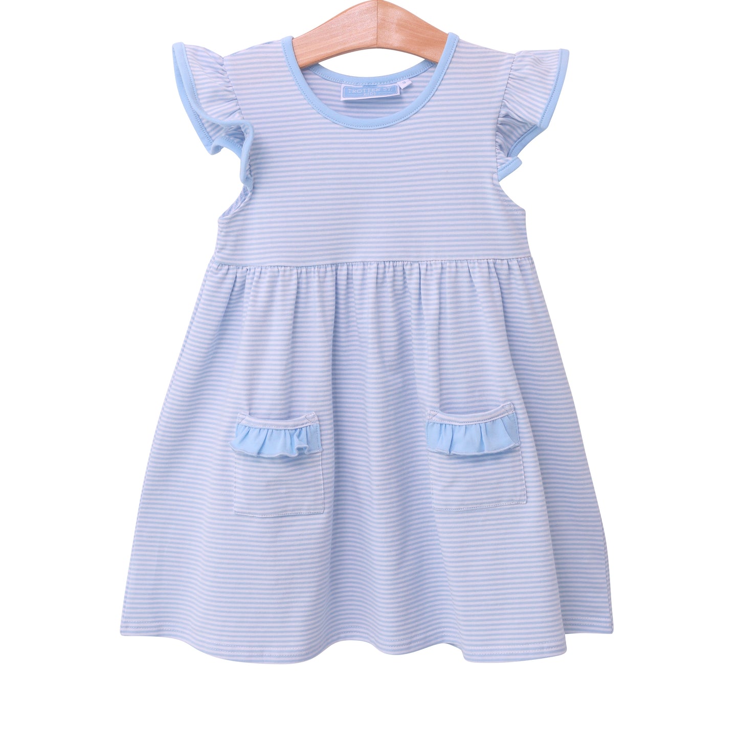 Lucy Light Blue Stripe Girls Dress